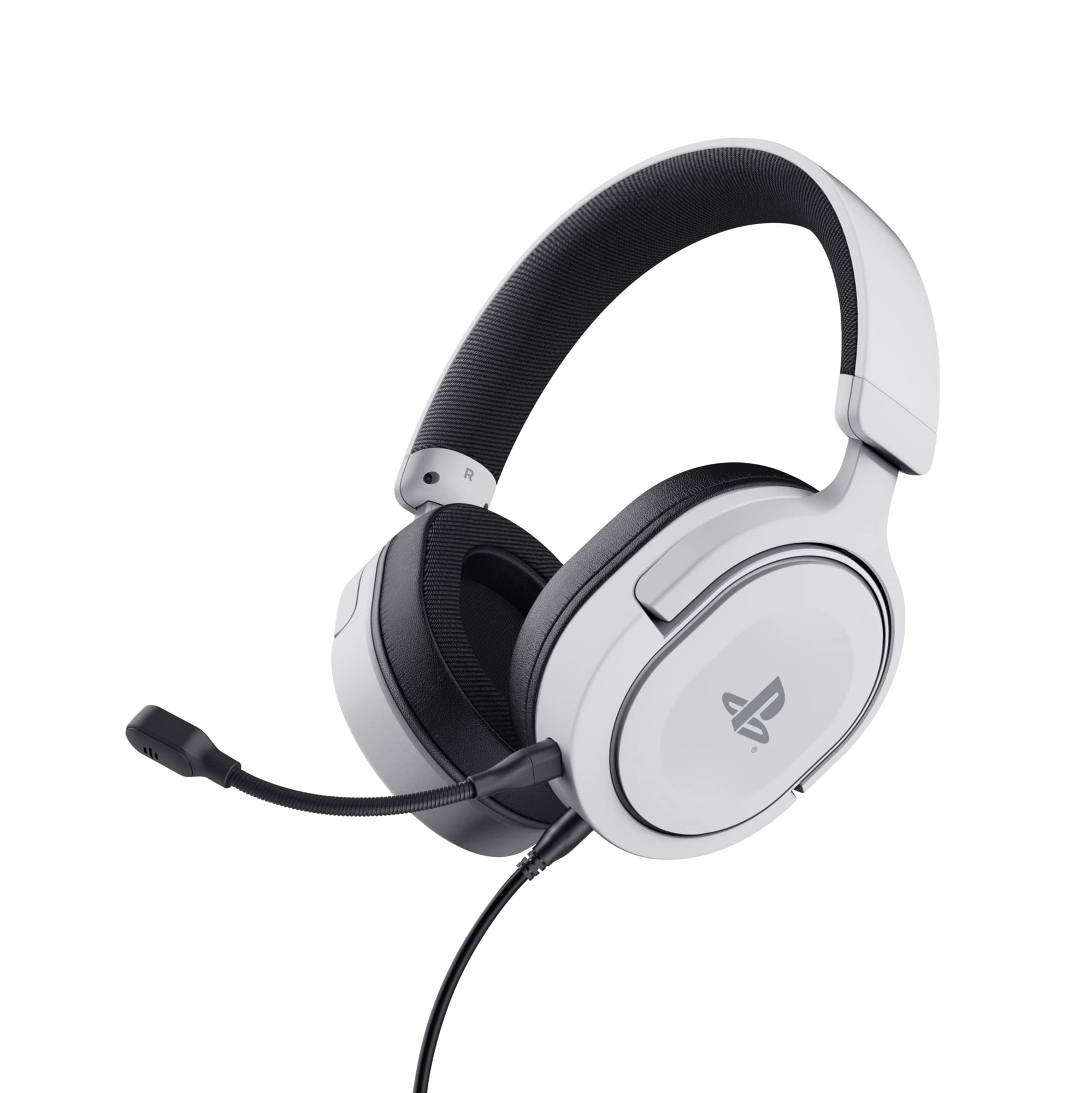 GXTrust Forta Cuffie PS5 Cablate Licenza Ufficiale PlayStation 5, Bianco | Driver 50 mm, Audio 3D, Jack Audio 3.5 mm, Cavo da 1,2 m, Microfono Staccabile