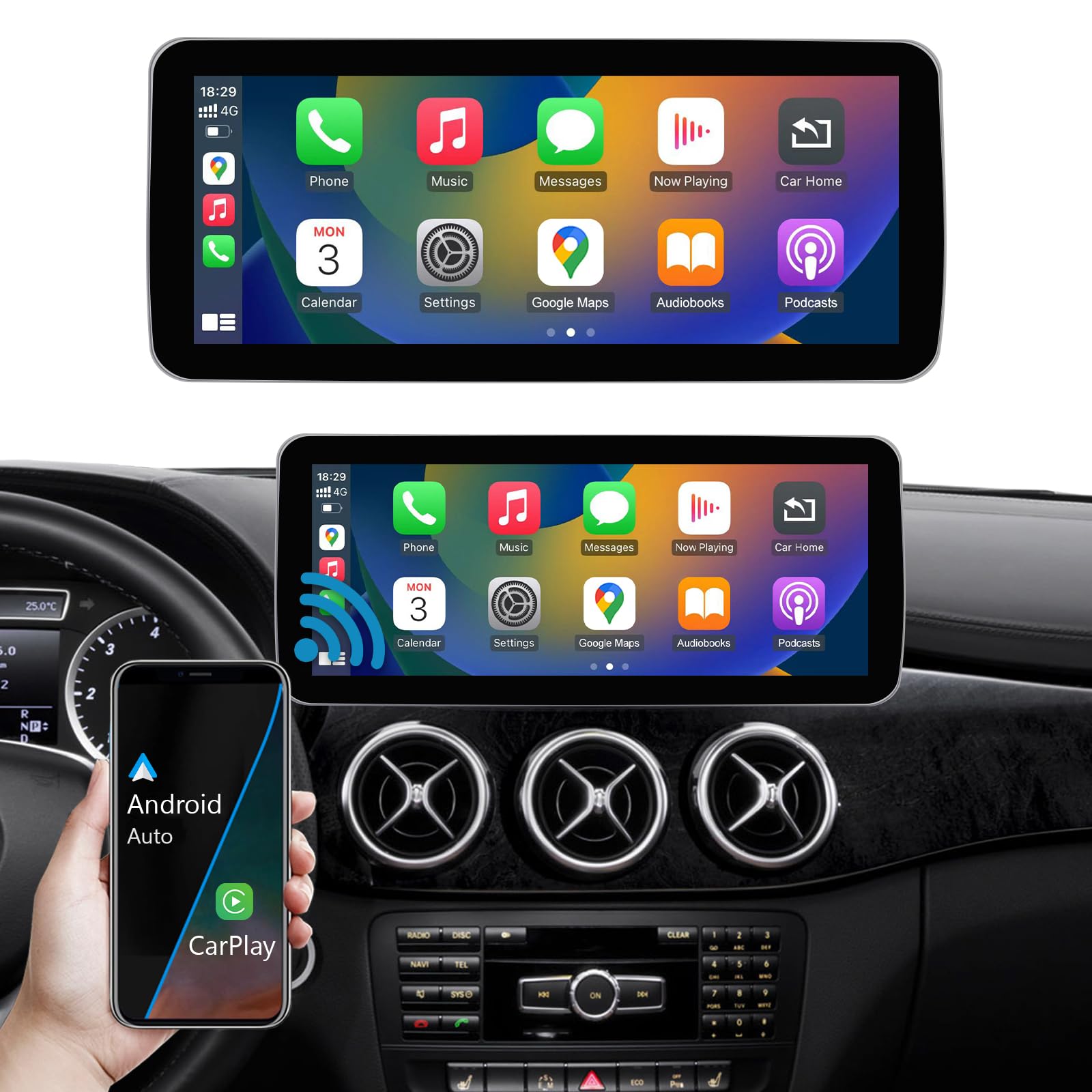 Ninetom Touchscreen per autoradio da 12,3 pollici per Mercedes Benz Classe A/B GLA CLA W176 W246 C117 X117 X156 2013-2015 con NTG 4.5/4.7, supporta Apple Carplay/Android Auto/Mirr…