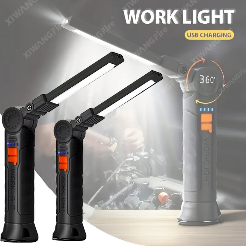 Torcia da lavoro ricaricabile a LED con magnete e gancio, impermeabile per la sicurezza del cantiere, lavoro notturno, campeggio all'aperto, emergenza