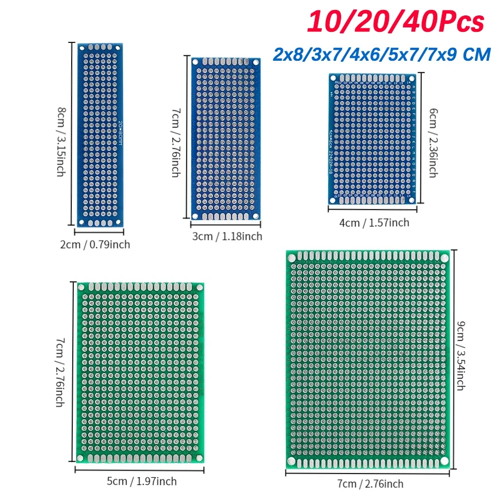 10-40 pz Universale Double Sided PCB Board 2X8 3X7 4X6 5X7 7X9 Cm FR4 Prototipo Schede Circuito Stampato per il Progetto di Saldatura FAI DA TE