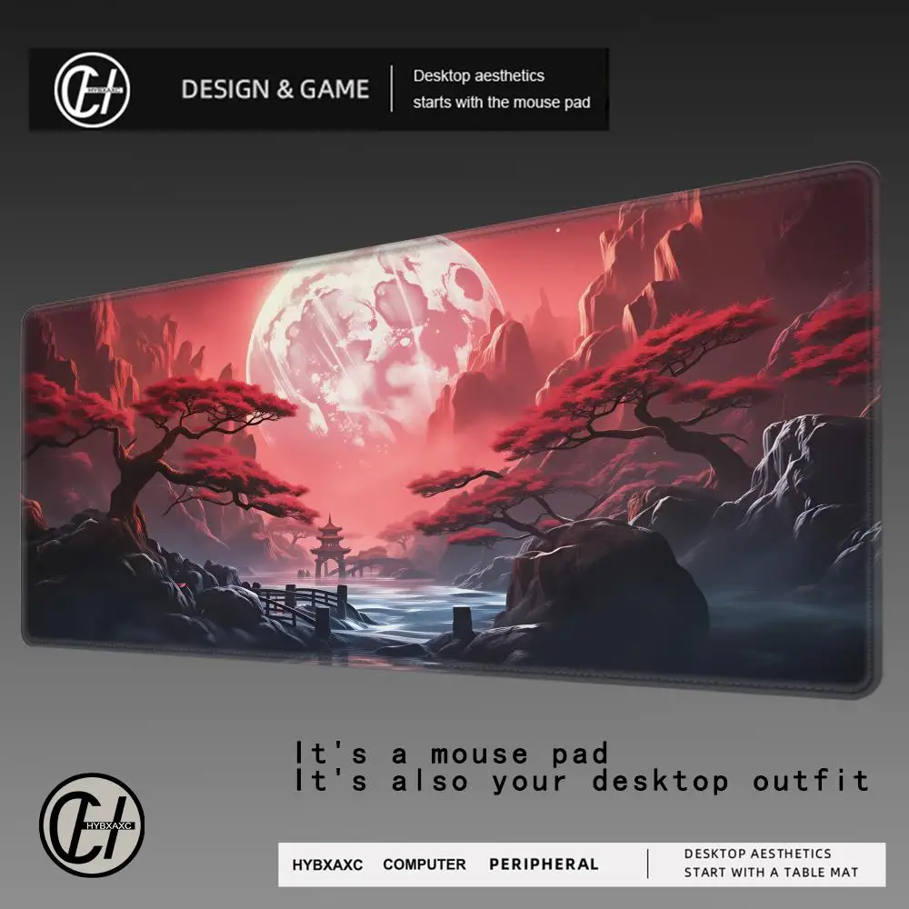 Tappetino per mouse HYBXAXC Sakura Scenery, grande, antiscivolo, in gomma, per gaming, resistente, con bordo cucito, adatto per tappetini da scrivania da gaming