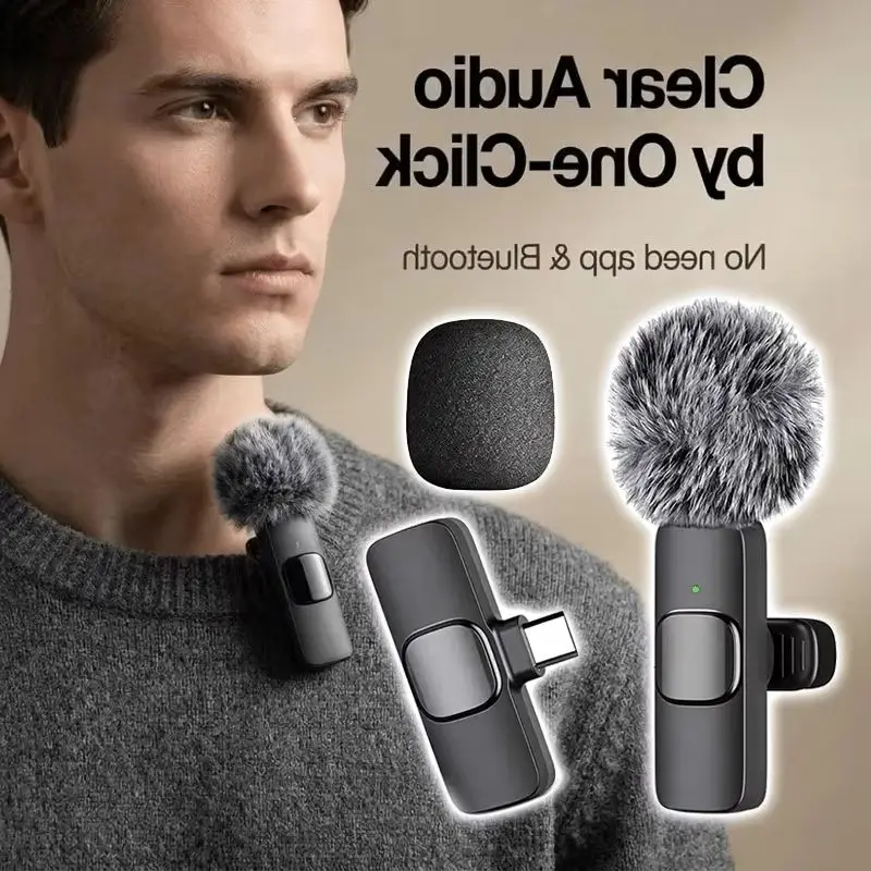 Microfono Wireless Mini per iPhone 17/16/15 e Telefoni Android, Microfono Lavalier Omnidirezionale per Interviste, Video e Podcast