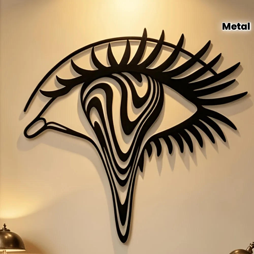 CIFBUY Arte da Parete in Ferro Occhio Psichedelico Decorazione per la Casa in Metallo Decorazione da Appendere Esotica Moderna Minimalista Bianco e Nero per Interni