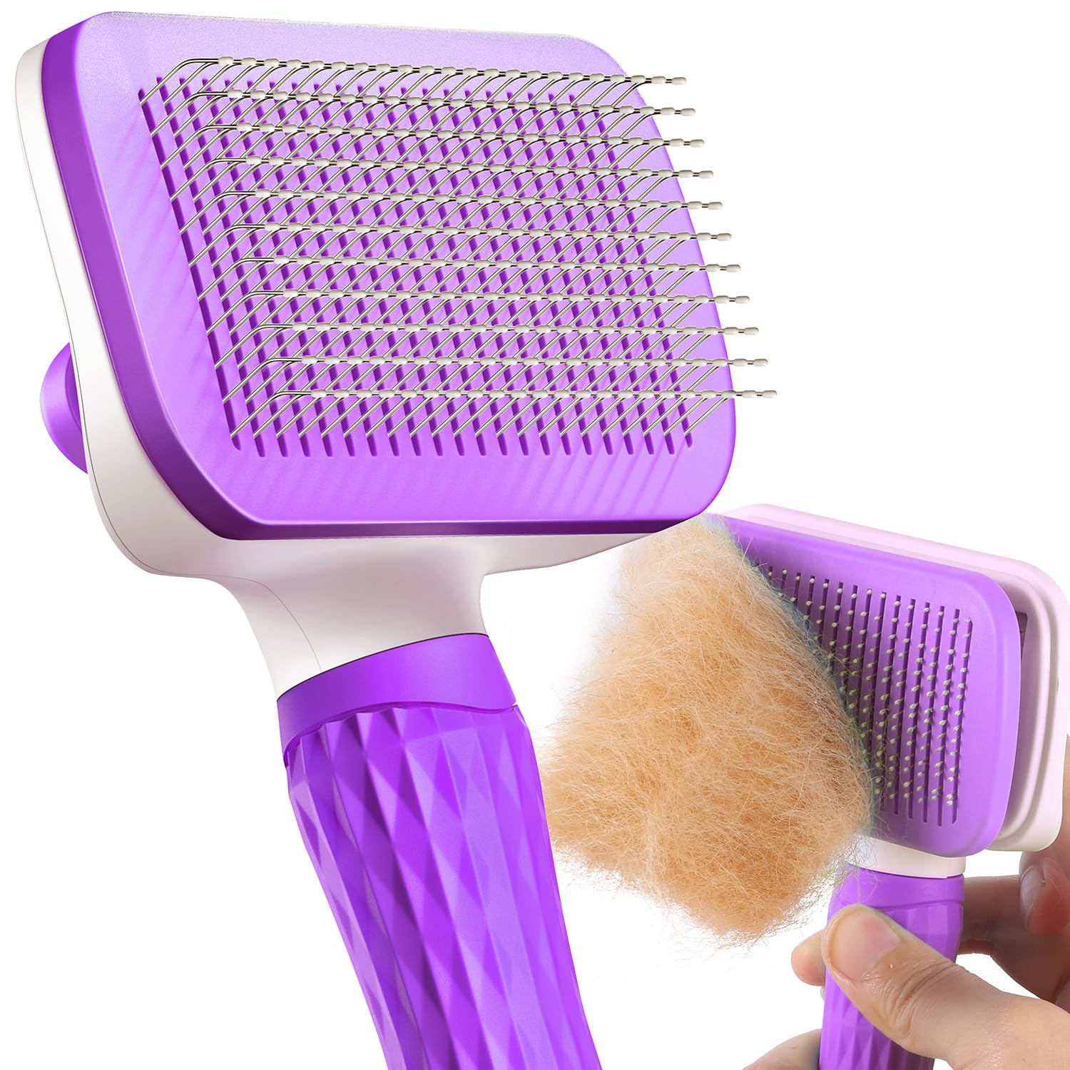 ACE2ACE Spazzola Autopulente per Gatti e Cani per Pelo Lungo e Corto Viola | Cardatore per Gatto e Cane, Spazzola Rimuove Sottopelo per Barboncino, Golden Retriever, Labrador, Hus…