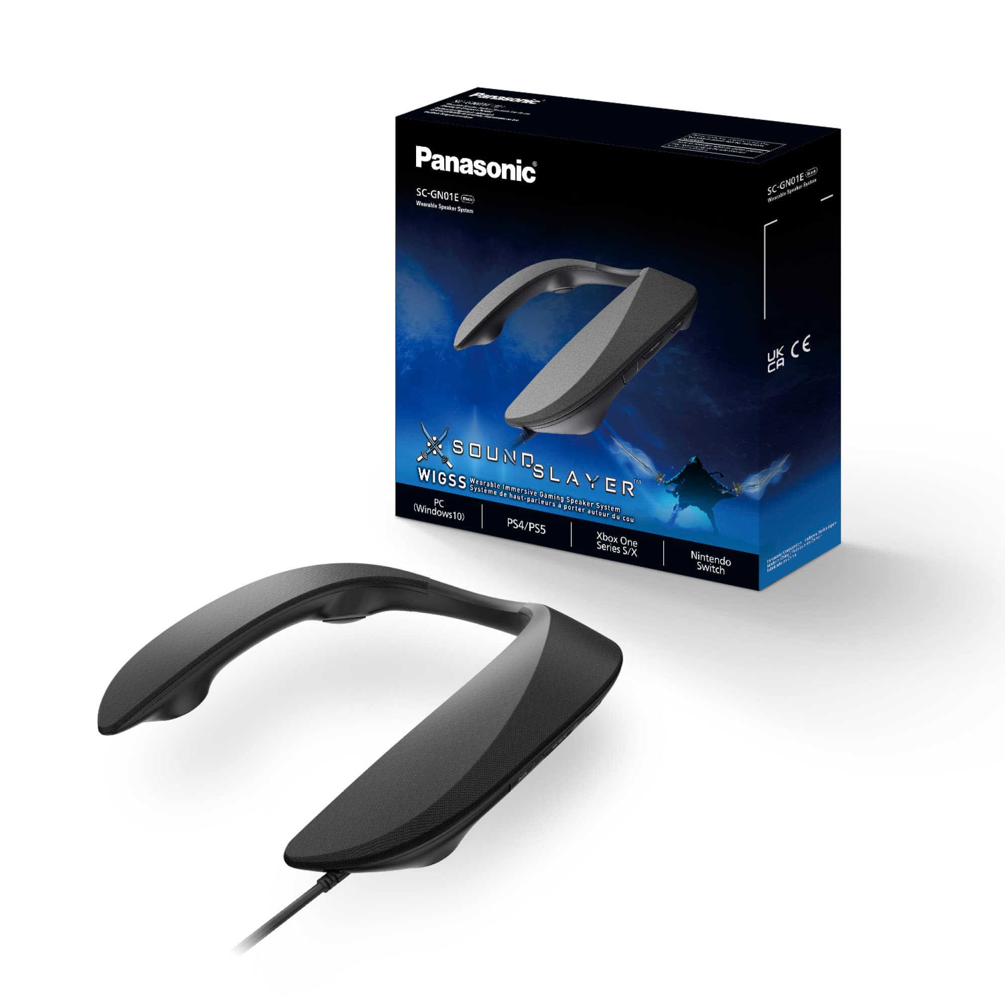 Panasonic SC-GN01, Sistema di Altoparlanti da Gioco, Cuffie Indossabili, 4 W, Design Ergonomico, 3 Modalità Audio, Microfono Incorporato, USB
