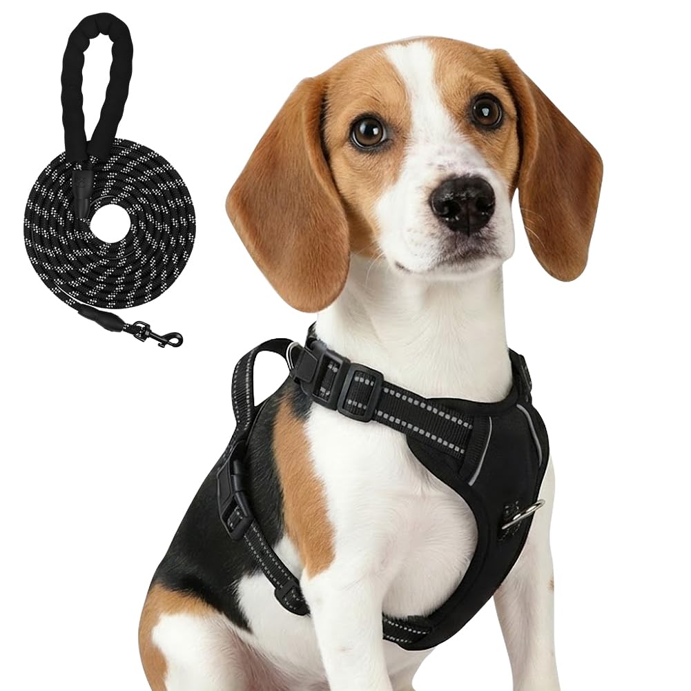 AYESY Pettorina anti-tiro per cani,Regolabile per Cane di Taglia Media | Pettorina con Guinzaglio,Robusto e Regolabile Imbracatura Traspirante,con Maniglia Rinforzata e Bande Rifl…