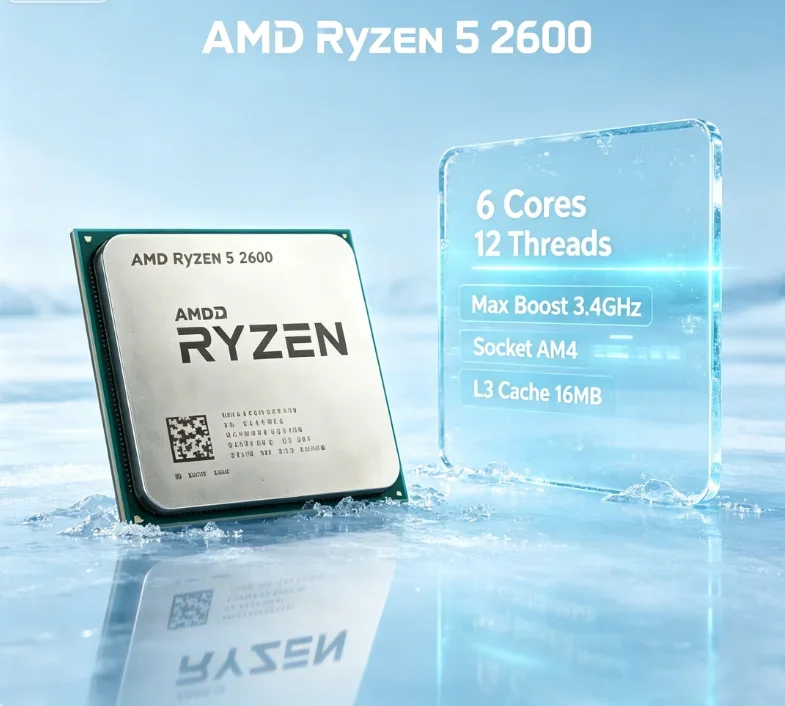 Processore Desktop Ryzen 5 2600 6 Core 12 Thread 3.4GHz Boost 3.9GHz Supporto AM4 X570 Cache 16MB Alta Velocità per Gaming