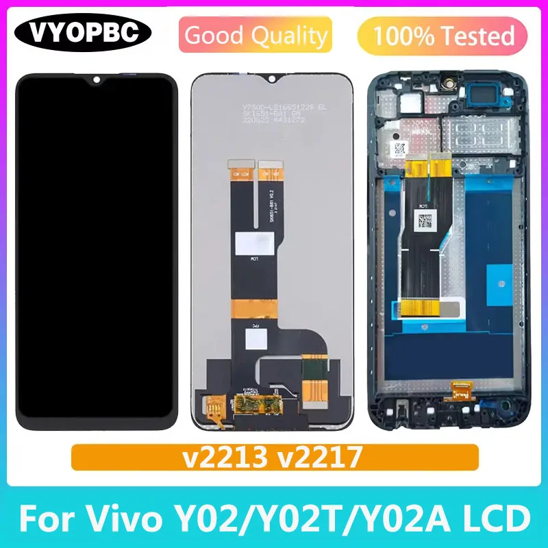 LCD per Vivo Y02, Y02A, Y02T, Schermo Touch Digitizer di Ricambio per Cellulare V2213 V2217, Display LCD con Cornice, Parti di Riparazione