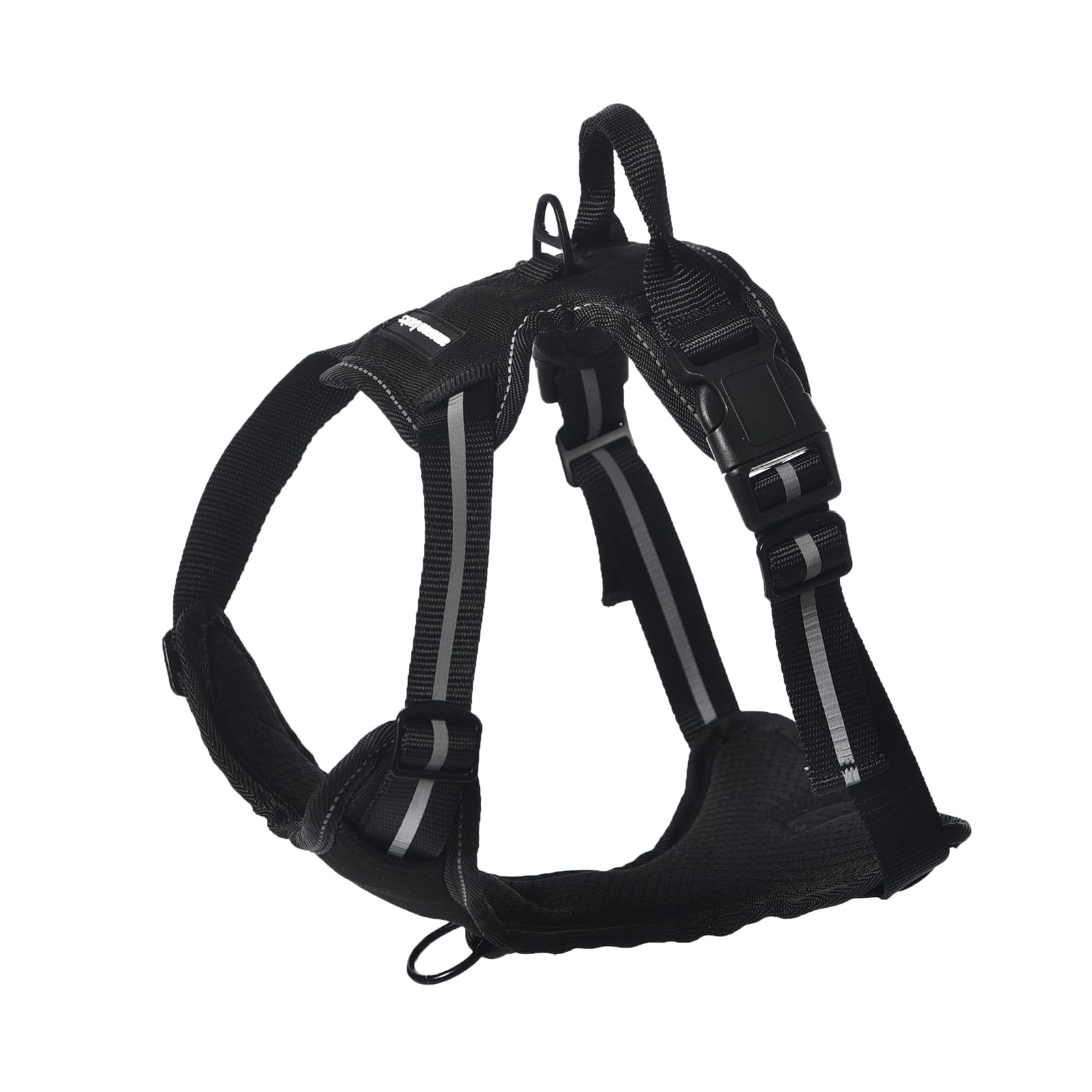 Amazon Basics Pettorina a gilet per cani regolabile, anti-trazione, imbottita, morbida, con strisce riflettenti, Piccola, nera