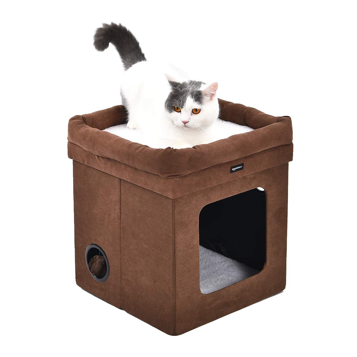 Amazon Basics Casetta pieghevole per gatto, Marrone, 38 x 38 x 43 cm