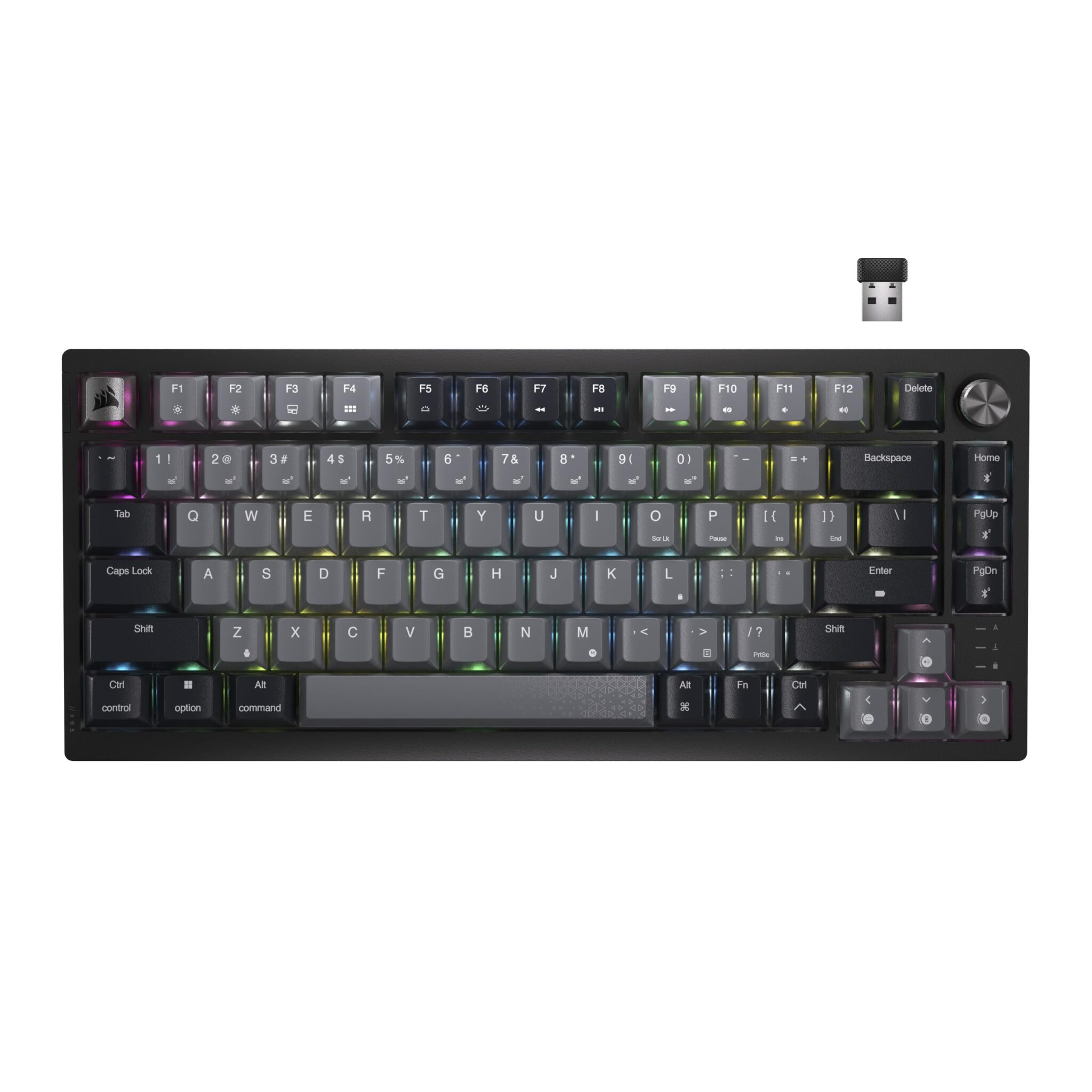 Corsair K65 PLUS WIRELESS 75% RGB Tastiera Meccanica da Gioco — Nero/Grigio | QWERTY IT, Interruttori Lineari MLX Red Pre-lubrificati, Tasti PBT Dye-Sub, Compatibile con iCUE, PC,…
