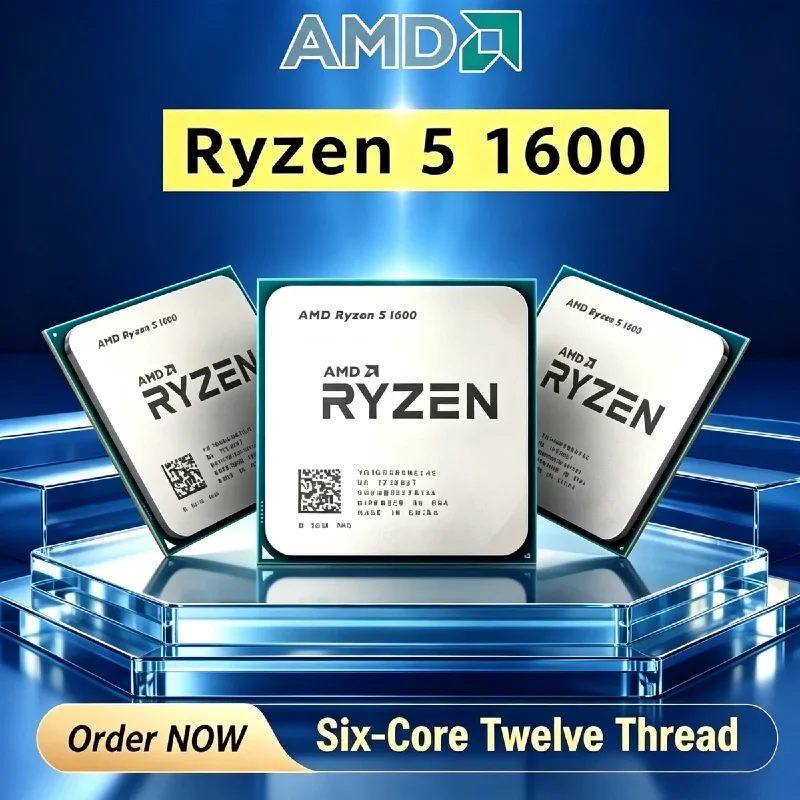 Processore AMD Ryzen 5 1600 per Gaming, Socket AM4, YD1600BBM6IAE, Sei Core Dodici Thread, 3.2GHz 65W TDP, Nuovo di Zecca