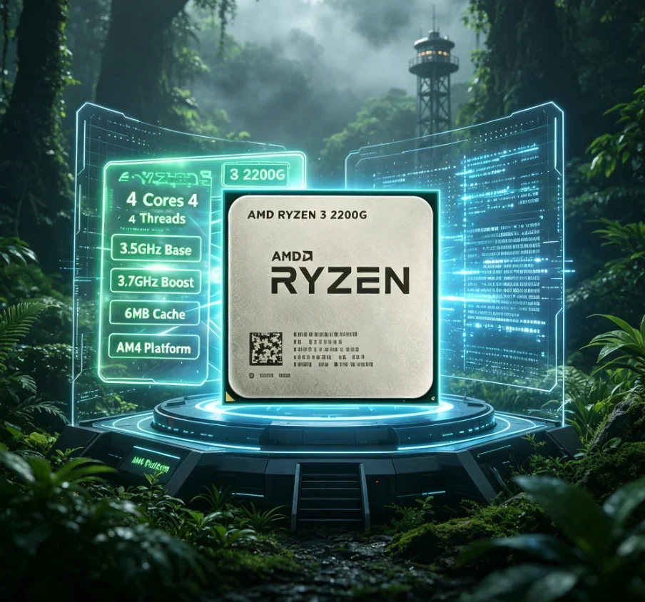 AMD Ryzen 3 2200G AM4 APU 4 Core 4 Thread 3.7GHz Max Boost Grafica Radeon Vega 8 Cache 6MB CPU Desktop Entry-Level 14nm