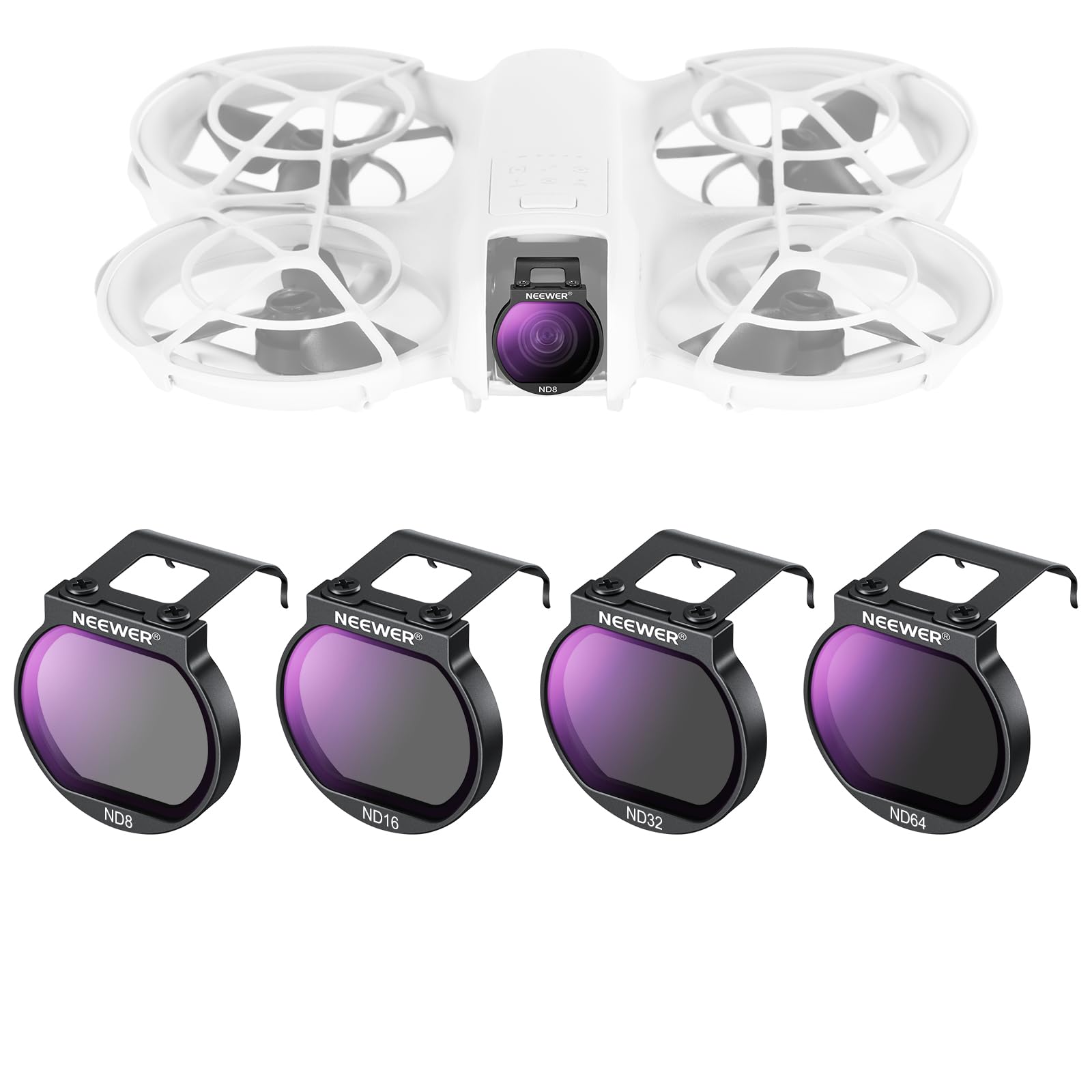 NEEWER Set di Filtri ND per Drone NEO, 4 Pezzi, ND8/ND16/ND32/ND64, Accessori per Drone, Filtro a Densità Neutra con Vetro Ottico HD Multistrato Sottile Compatibile con DJI NEO, F…