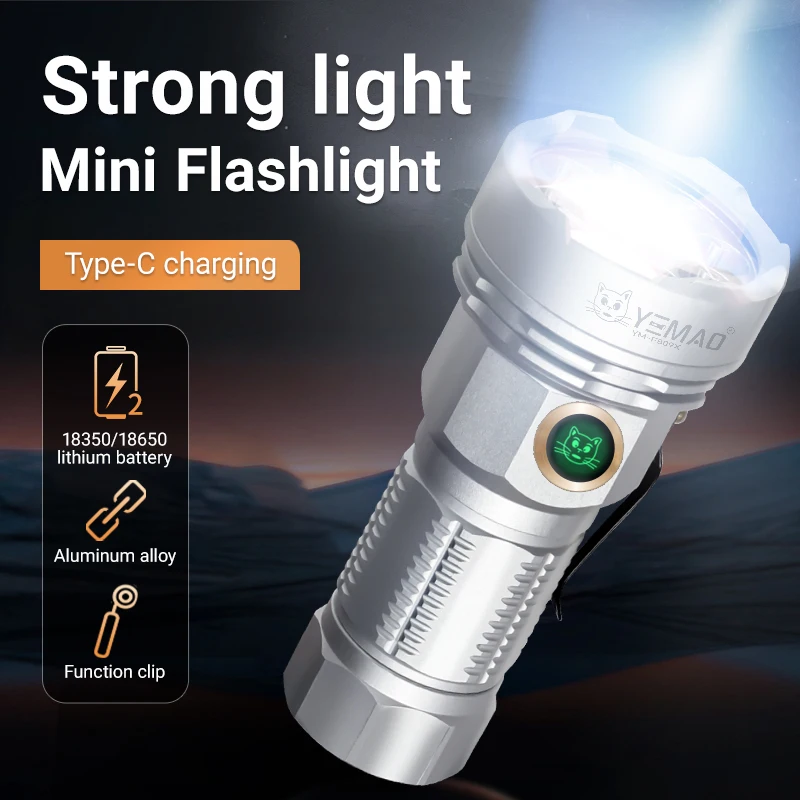 YEMAO F809X 3500LM Cantiere di lavoro e illuminazione di sicurezza, fascio da 300 m, torce a stoppini 9XTE, magnetiche, clip, 6 modalità, batteria 18350/18650