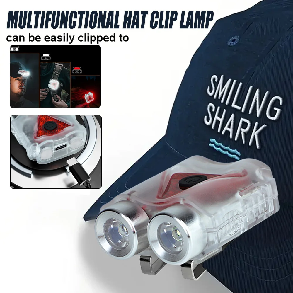 Lampada frontale a LED ricaricabile a mani libere, faro magnetico portachiavi impermeabile con clip per cappello per lavoro di emergenza in campeggio notturno
