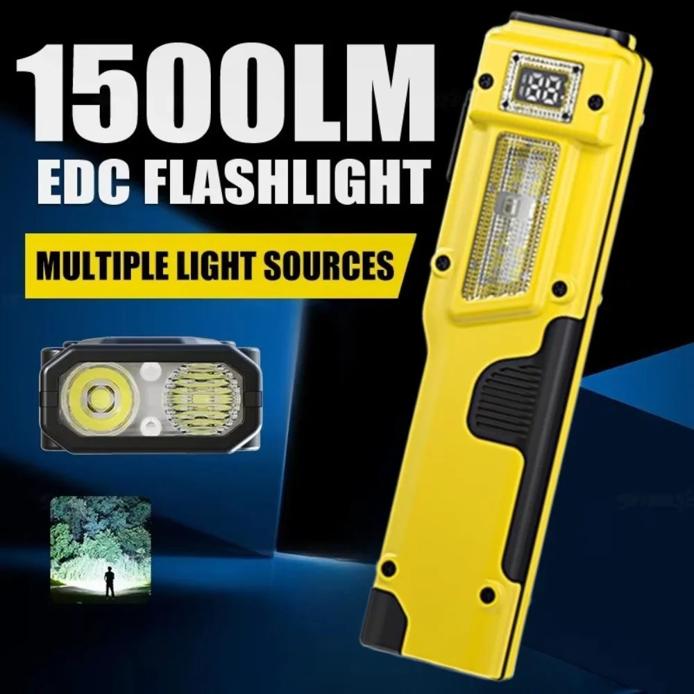 Torcia LED Ricaricabile Ultra-Sottile EDC con Indicatore Batteria, Doppio Interruttore, Torcia Tascabile Portatile per Escursionismo e Campeggio