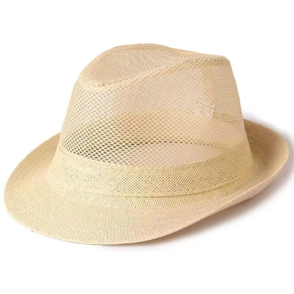 Cappello da Sole Leggero con Rete Traspirante e Tesa Arrotolata, Cappello Jazz da Spiaggia a Tinta Unita per Protezione Solare, Ideale per Attività all'Aperto