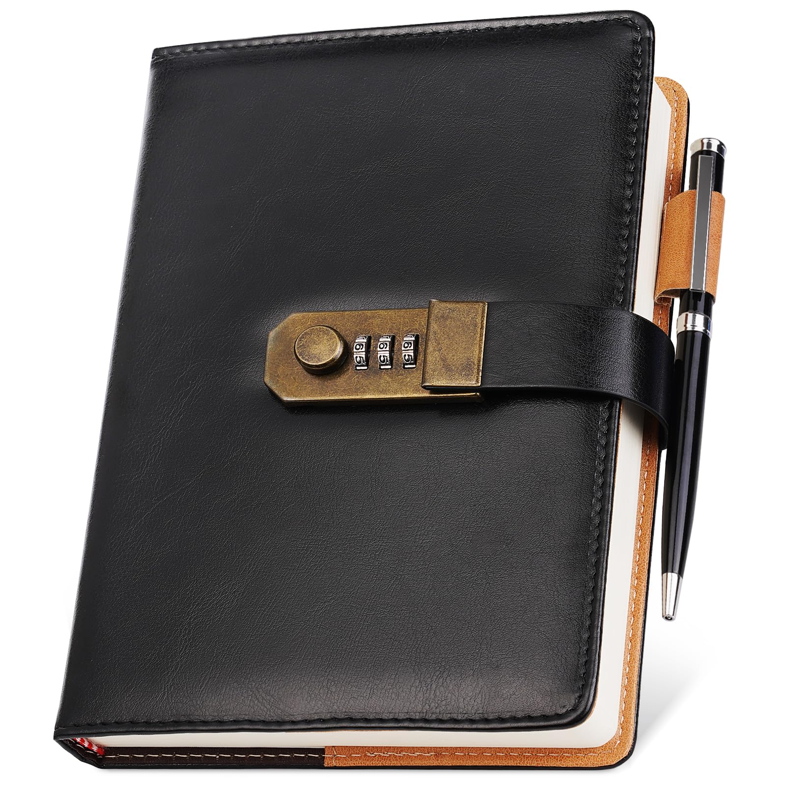 Nicpro diario con lucchetto, A5 Diario in pelle PU con lucchetto, penna in metallo, quadernino con password da 260 pagine per uomini e donne, quaderno vintage, appunti, progetti,…