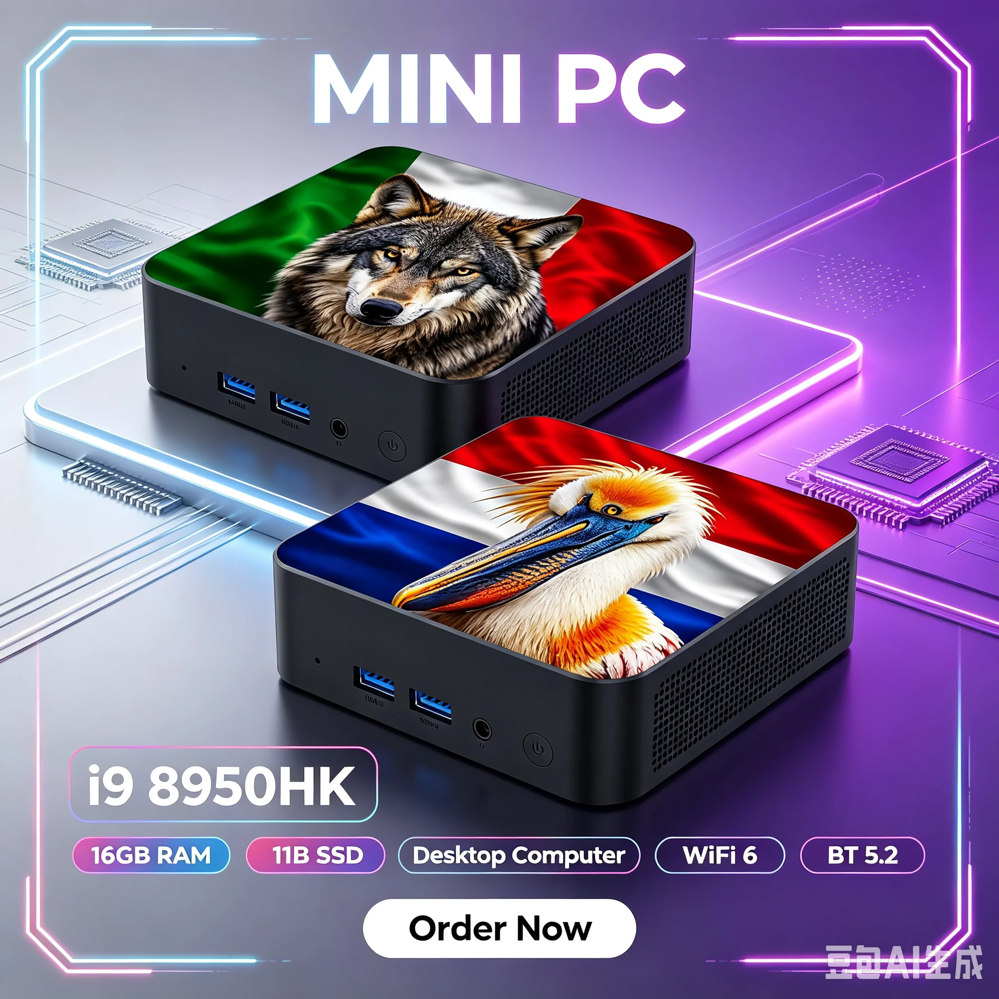 Mini PC Windows 11 Pro 2026 Intel i9 8950HK, Computer Mini PC 16GB RAM 1TB SSD, PC Gaming con Wifi 6 BT5.2, Mini PC Desktop
