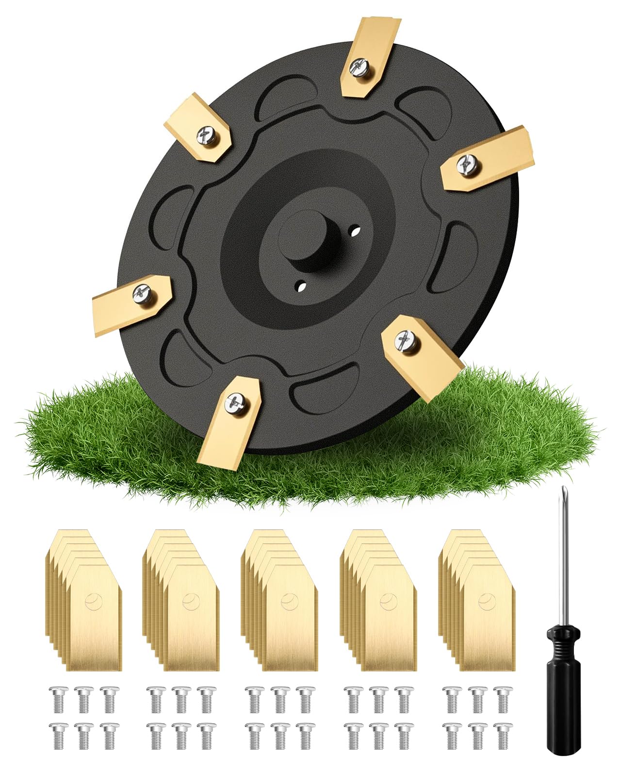 Per Segway Navimow i105E/i108E/i205 AWD/i208 AWD/i110E: Yivy Versione migliorata 1x piatello portalamette + 30 lame, piatello portalamette & piattaforma rotante per robot rasaerba