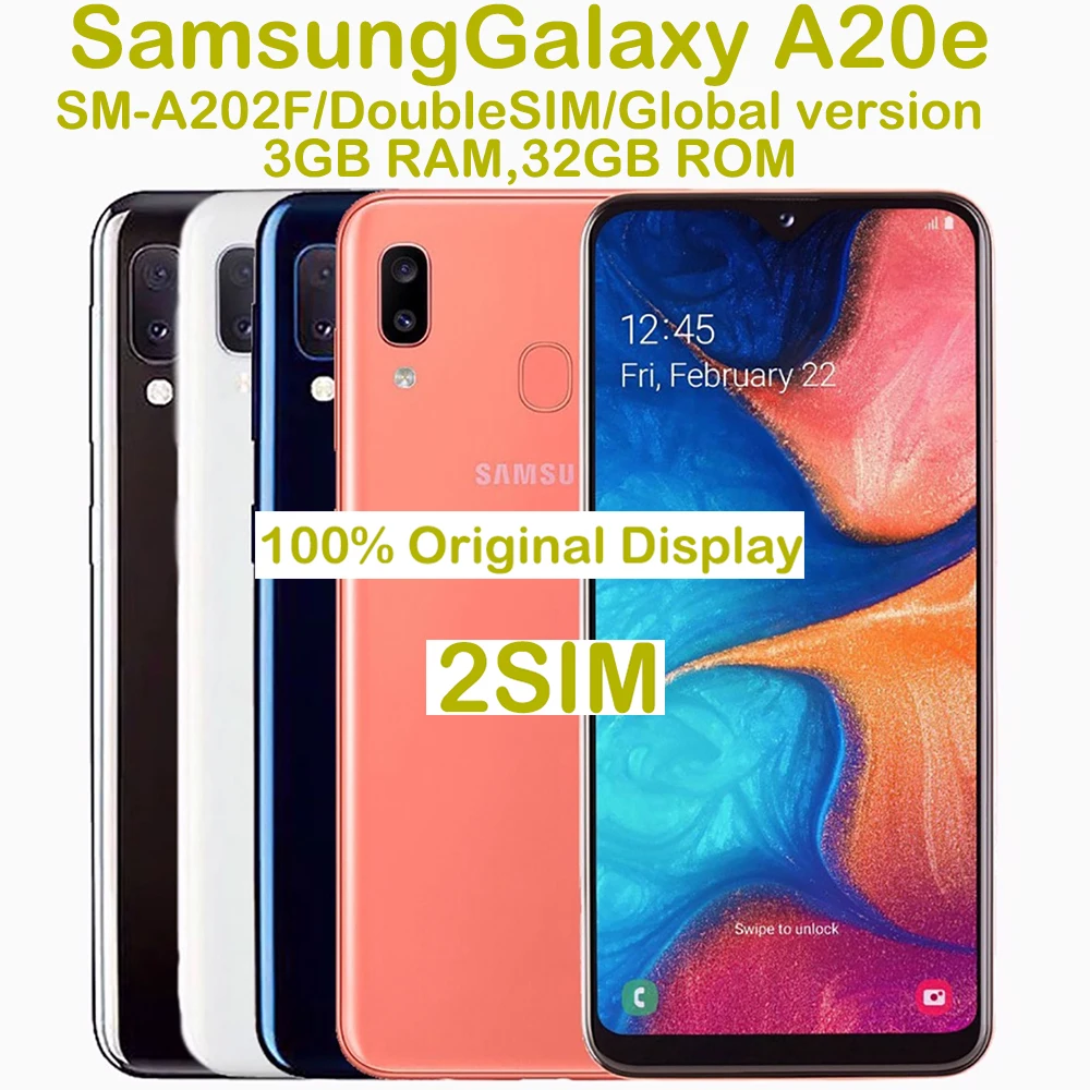 Samsung Galaxy A20e Ricondizionato, Smartphone Android, Schermo 5.8 Pollici 720x1560, Edizione Globale, 2 SIM, NFC, Telefono Samsung Originale Sbloccato