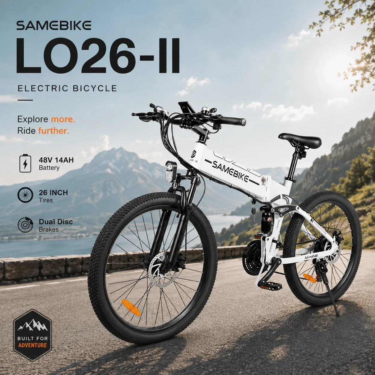 Bicicletta Elettrica SAMEBIKE 48V14AH Batteria al Litio Pieghevole per Neve E-bike Freno Idraulico per Adulti Pneumatici da 26 Pollici per Tutti i Terreni