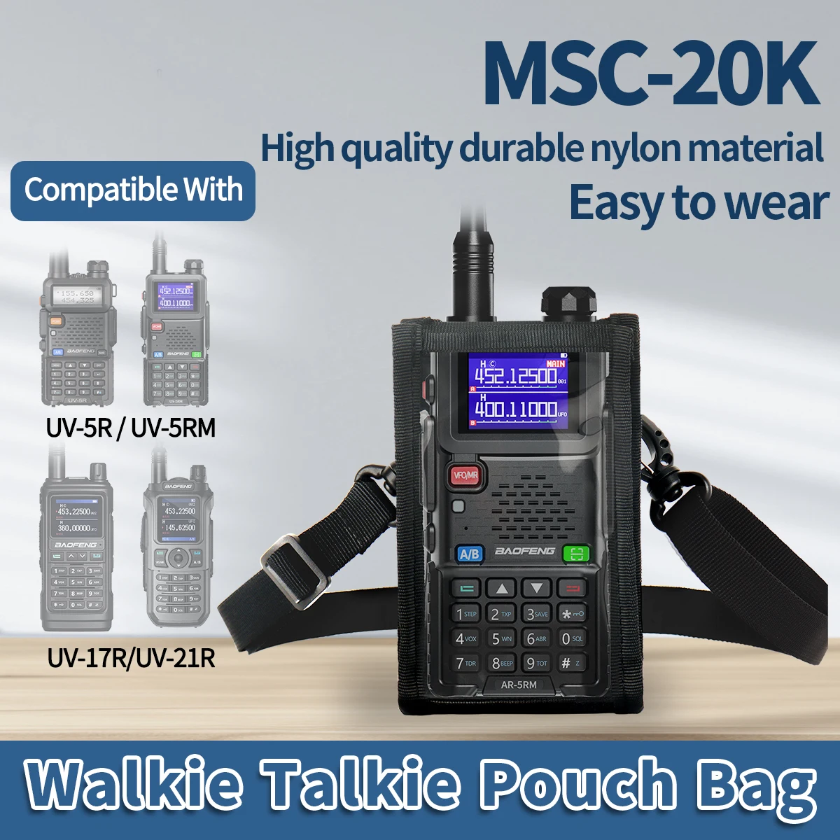 ABBREE Walkie Talkie Carry Bag Holder Tasca portatile per Baofeng UV-5R UV-5RH UV-21 PRO Quansheng UV-K5(8) Caccia all'aperto