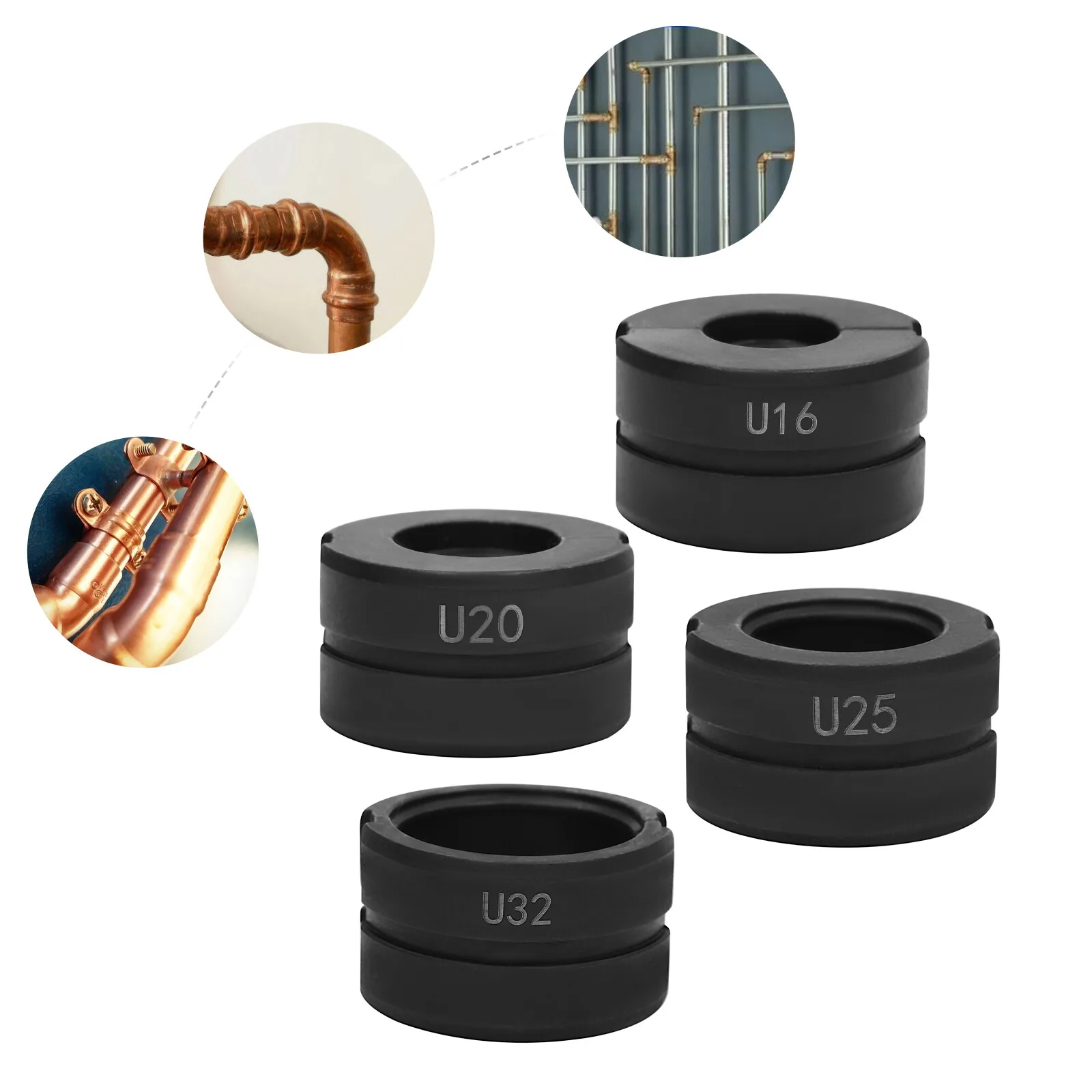 Set di 4 ganasce a pressione in acciaio Cr45 da U16 a U32 mm, ganasce per pinza a crimpare da 1,54 libbre per tubi PEX da 0,63-1,26 pollici, con attacco universale per utensili id…