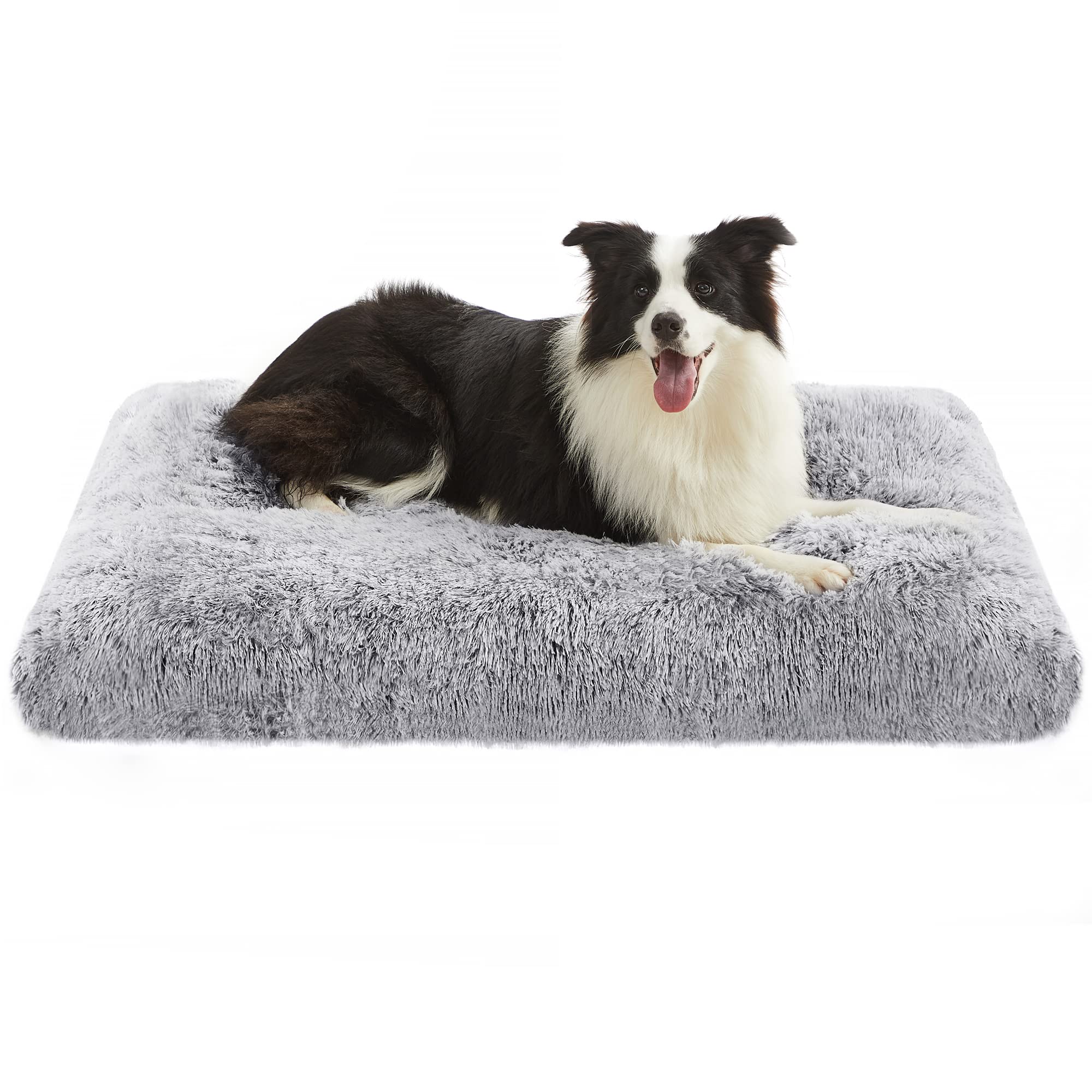 Feandrea Cuccia per Cani, Tappetino per Animali di Peluche Morbida, 110 x 73 cm, Imbottitura Soffice, Lavabile, Cuscino per Cani Multiuso, Grigio Ombré PGW203G01
