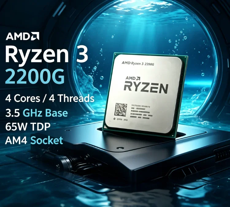 AMD Ryzen 3 2200G, CPU con Grafica Integrata Radeon Vega 8, 4 Core 4 Thread 3.5GHz, Socket AM4, 65W, APU Desktop Senza Necessità di Scheda Grafica Dedicata