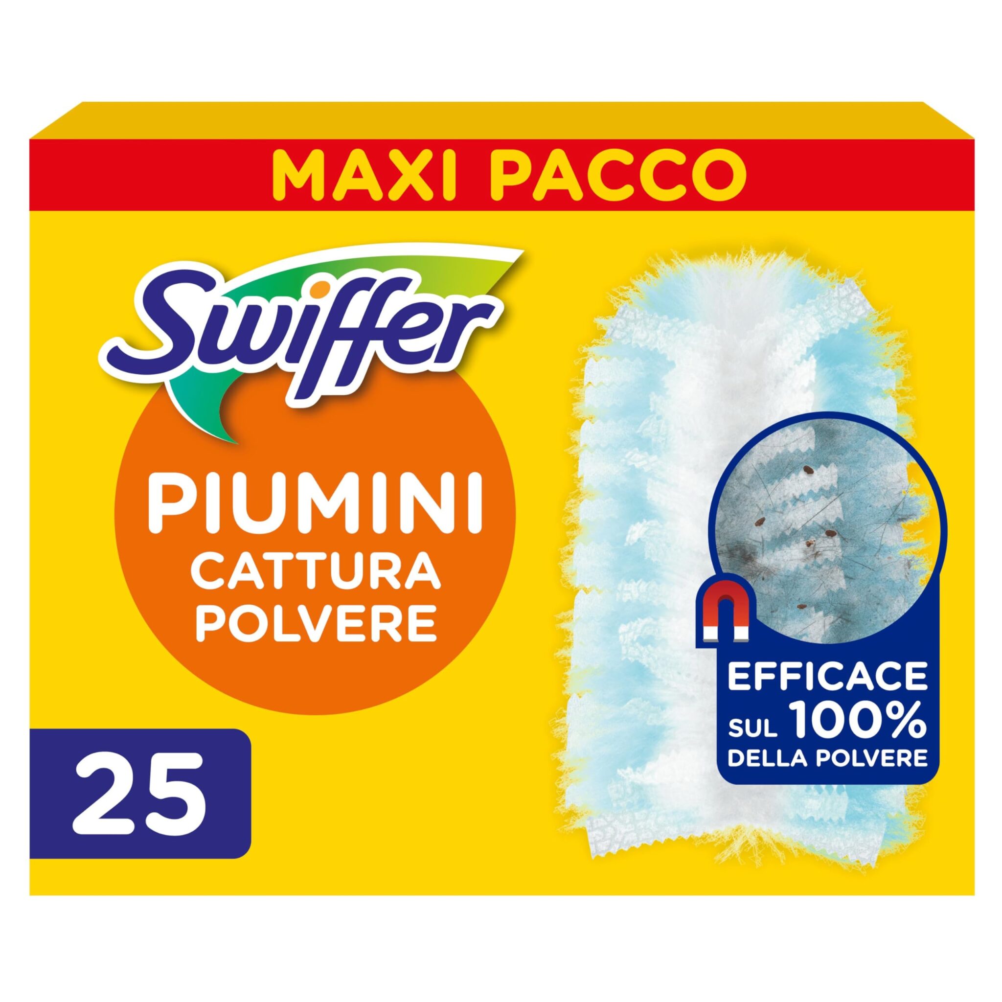 Swiffer Duster, Ricariche Piumini Catturapolvere, 25 Panni Profumati | Cattura 3 Volte Più Polvere e Peli/Capelli Rispetto alla Scopa Tradizionale, Migliaia di Microfibre, Profumo…