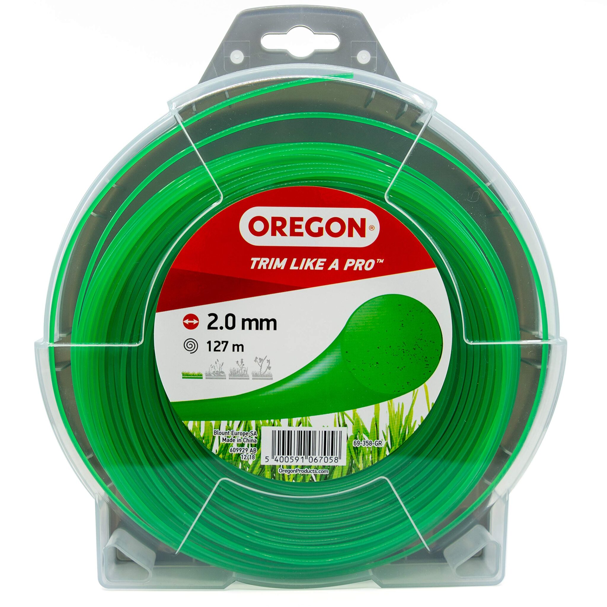 Oregon Filo per Decespugliatore - Filo in Nylon Tondo di Ricambio Universale per Tagliabordi e Decespugliatori Ideale per Giardinaggio e Fai da Te - Bobina da 2 mm x 127 m, Colore…