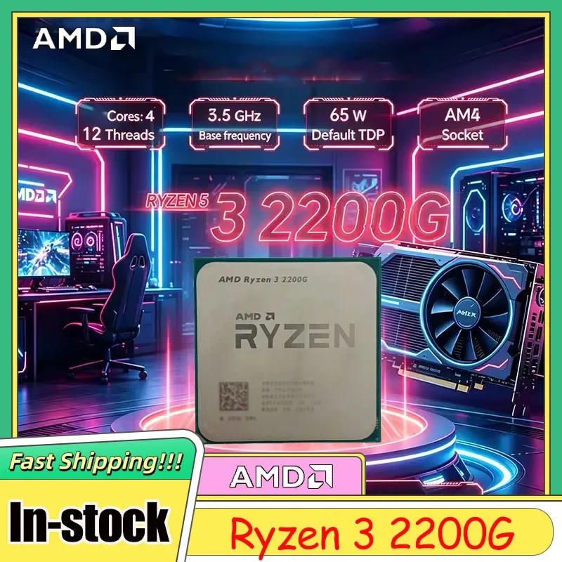 Processore AMD Ryzen 3 2200G 3.5GHz Quad Core Quad Thread Socket AM4 CPU YD2200C5M4MFB Senza Dissipatore Grafica Integrata