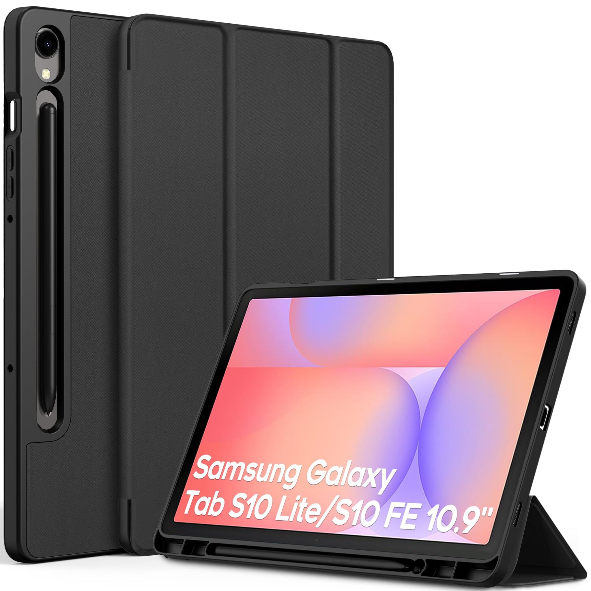 EasyAcc Custodia Cover Compatibile con Samsung Galaxy Tab S10 Lite | S10 FE 10.9 Pollici 2025 / S9 FE 10.9 Pollici 2023 / S9 11 Pollici 2023 con Cover Leggero Supporto, Nero