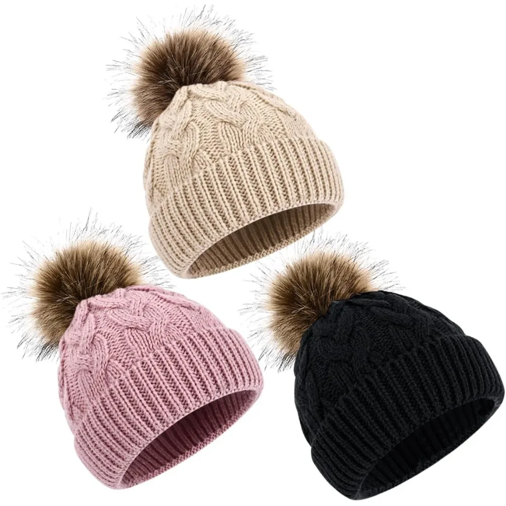 3 pezzi di berretti per neonati, cappello invernale caldo in maglia per bambini piccoli, maschietti e femminucce, cappello invernale caldo.