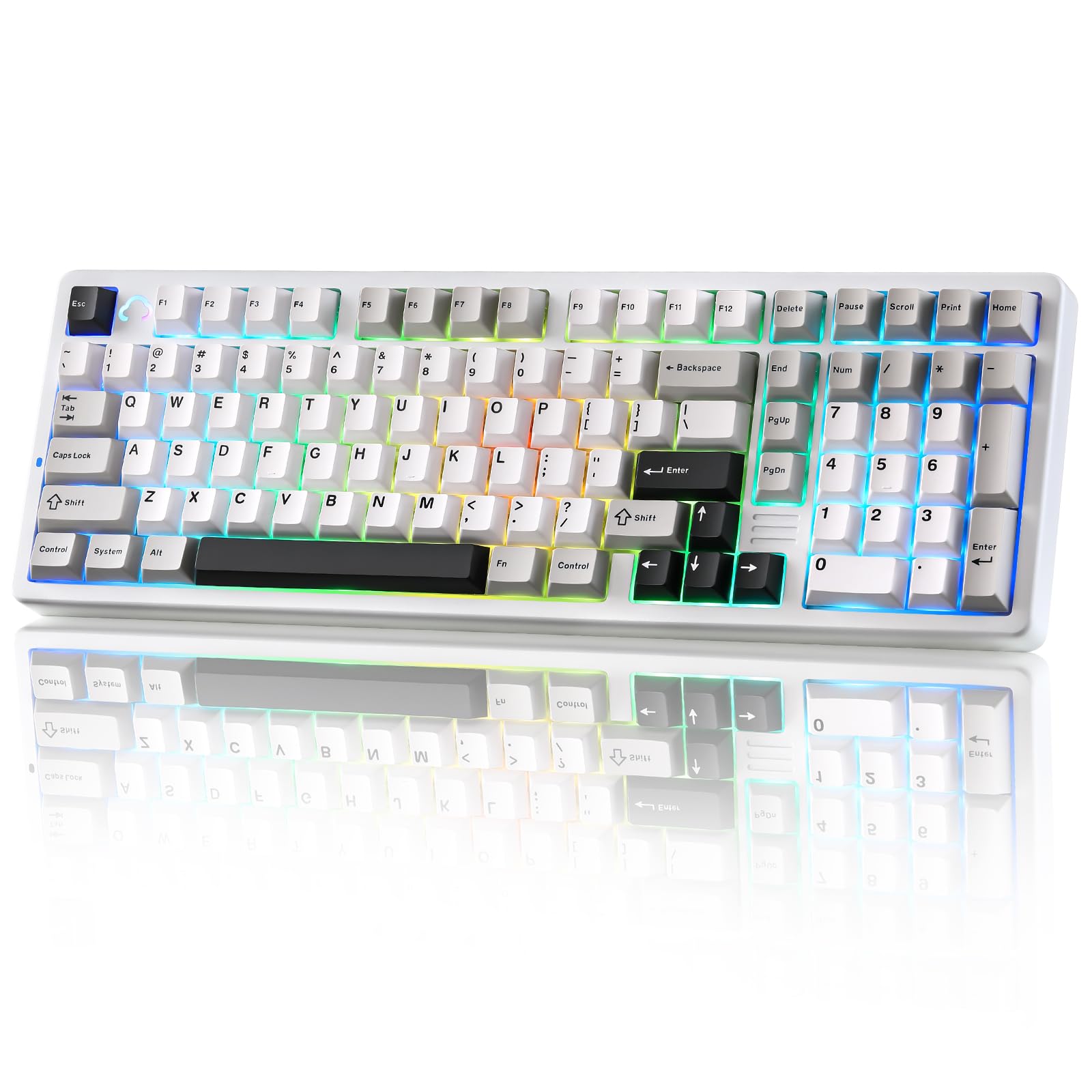 YUNZII AL98 Alluminio Tastiera Meccanica Gaming Wireless (Bianco, Milk V2) | 1800 Layout, QMK/VIA Programmabile, Tastiera da Gioco in Alluminio, BT/2.4Ghz/USB-C, RGB, Hot-Swap Tas…