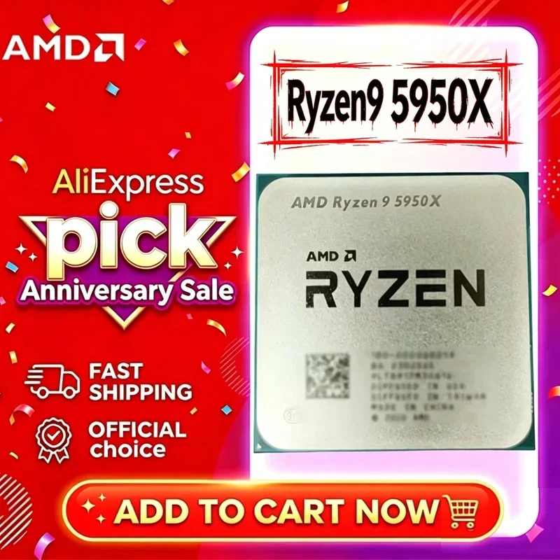 AMD Ryzen9 5950X Serie 5000 16 Core 32 Thread Senza iGPU PCIe4.0 Per Gaming e Editing Video Socket AM4 CPU Sfuso Senza Dissipatore di Raffreddamento