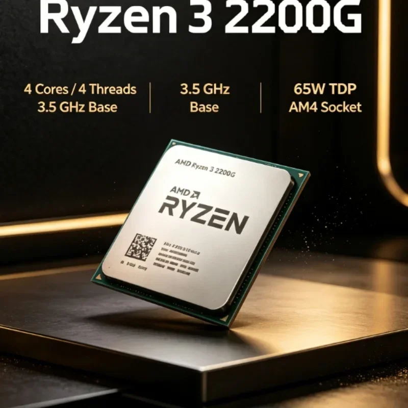 Mini PC AMD Ryzen 3 2200G Compatibile con APU 65W a Basso Consumo, Grafica Radeon Vega 8, 4 Core 4 Thread 3.5GHz, CPU Desktop AM4