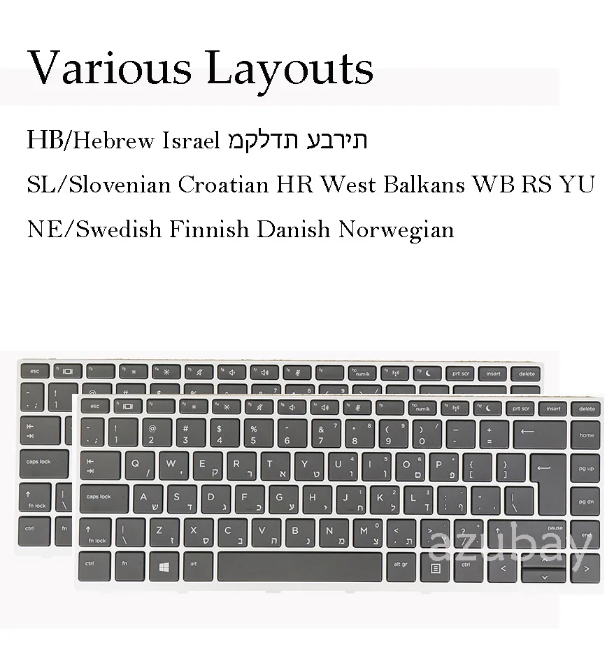 Tastiera per HP ProBook 430 G5 440 G5 445 G5, ZHAN 66 Pro G1 X360 440 G1 l04645-001 argento Nordic ebraico crochet
