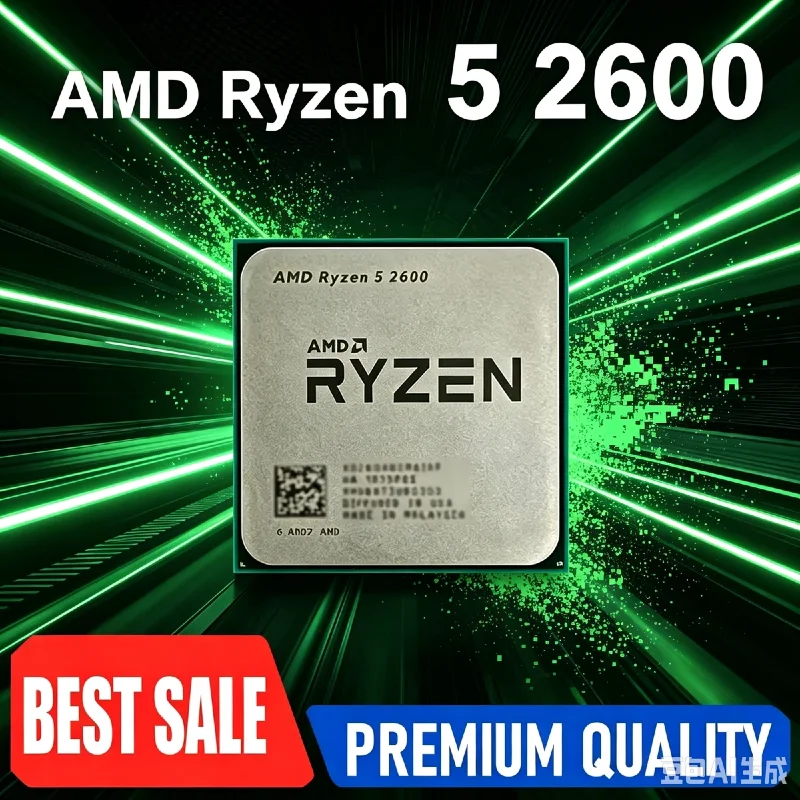 AMD Ryzen 5 2600 Chip CPU Desktop Originale 6C/12T 3.4‑3.9GHz Sbloccato, Per Scheda Madre AM4, Gaming, Creazione, Ufficio, Multitasking