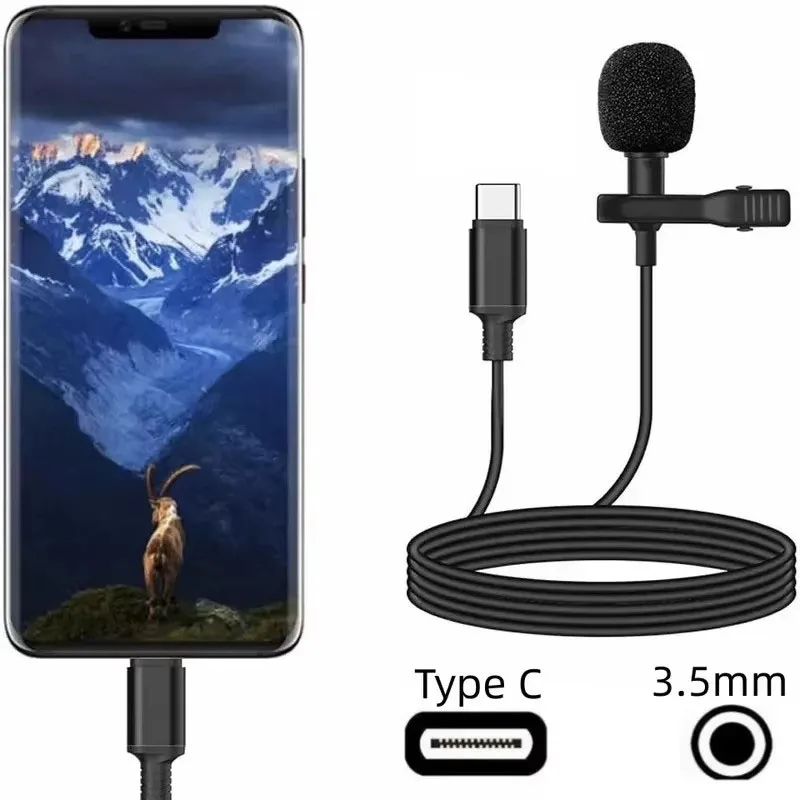 1-5 pezzi Microfono Lavalier Mini USB Portatile /3.5mm/Type-C con Clip in Metallo, Microfono a Condensatore per PC, Laptop e Telefono Cellulare