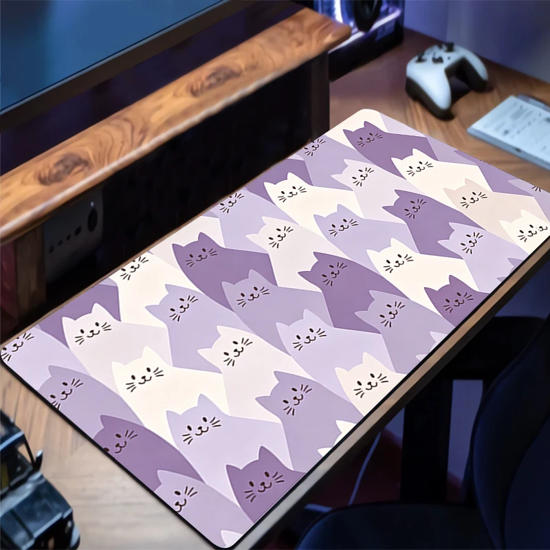 Tappetino per Mouse Grande con Simpatico Gattino Anime, per Giocatori di e-sport, 800x300, per Laptop, Computer, Tastiera, Tappetino da Scrivania XXL