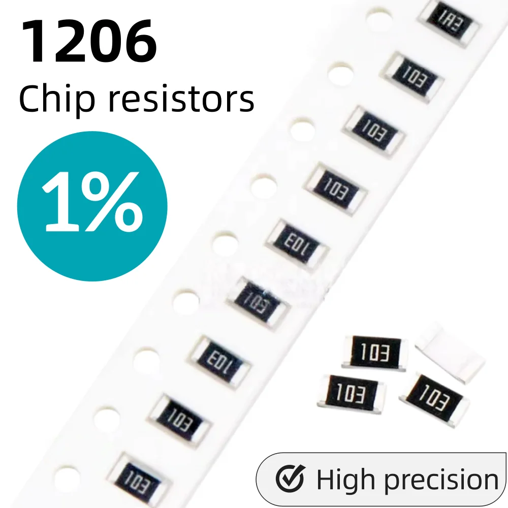 100 pz, Resistori SMD 1% 1206 da 0R a 10M 1/4W 0R 0.1 1 10 100 150 220 330 ohm 1K 10K 2.2K 4.7K 100K 1R 10R 100R 150R 220R 330R 10M