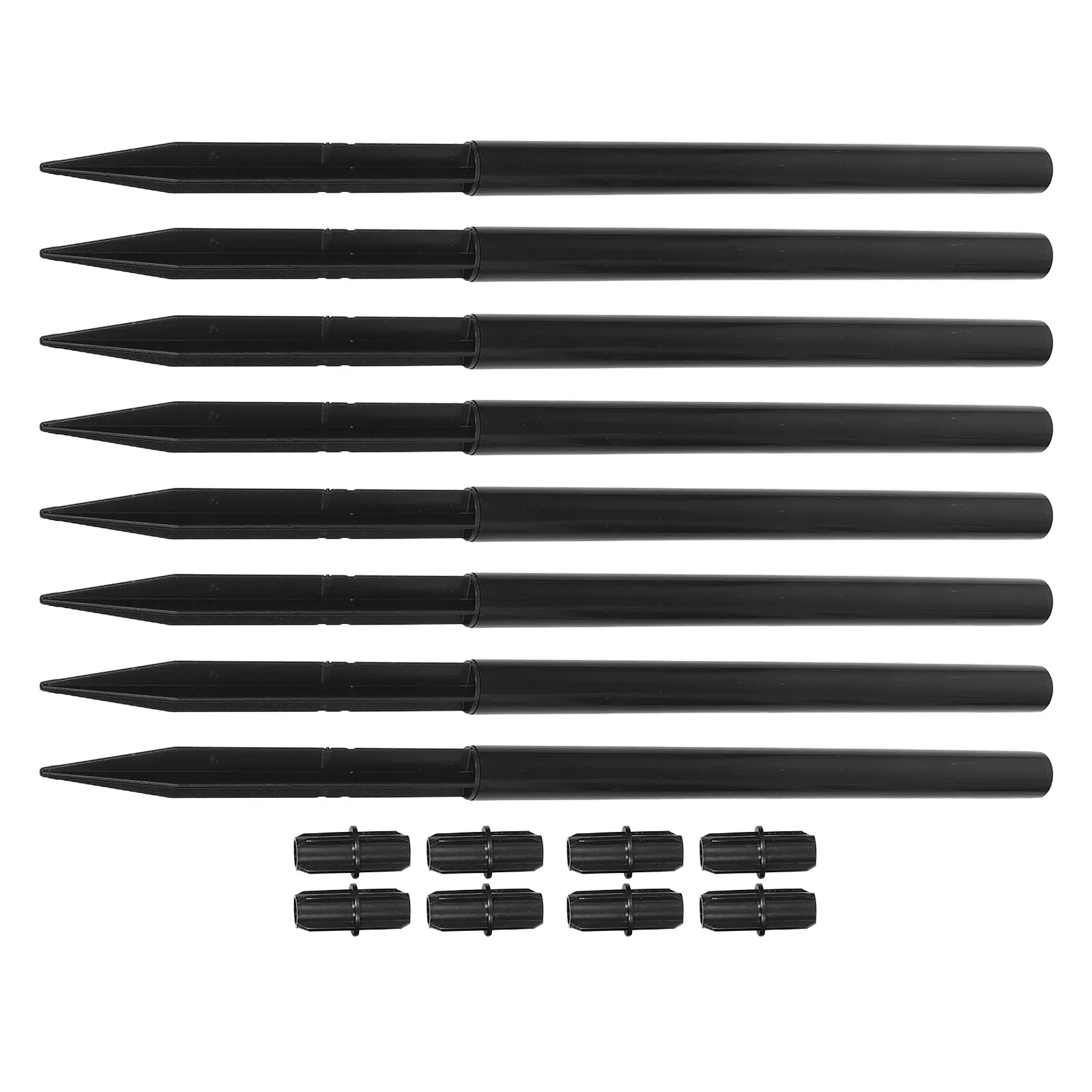 8 Set di Picchetti Solari Neri in Plastica per Giardino, Cortile, Vialetto, Prato Esterno - Sostituzione Ecologica