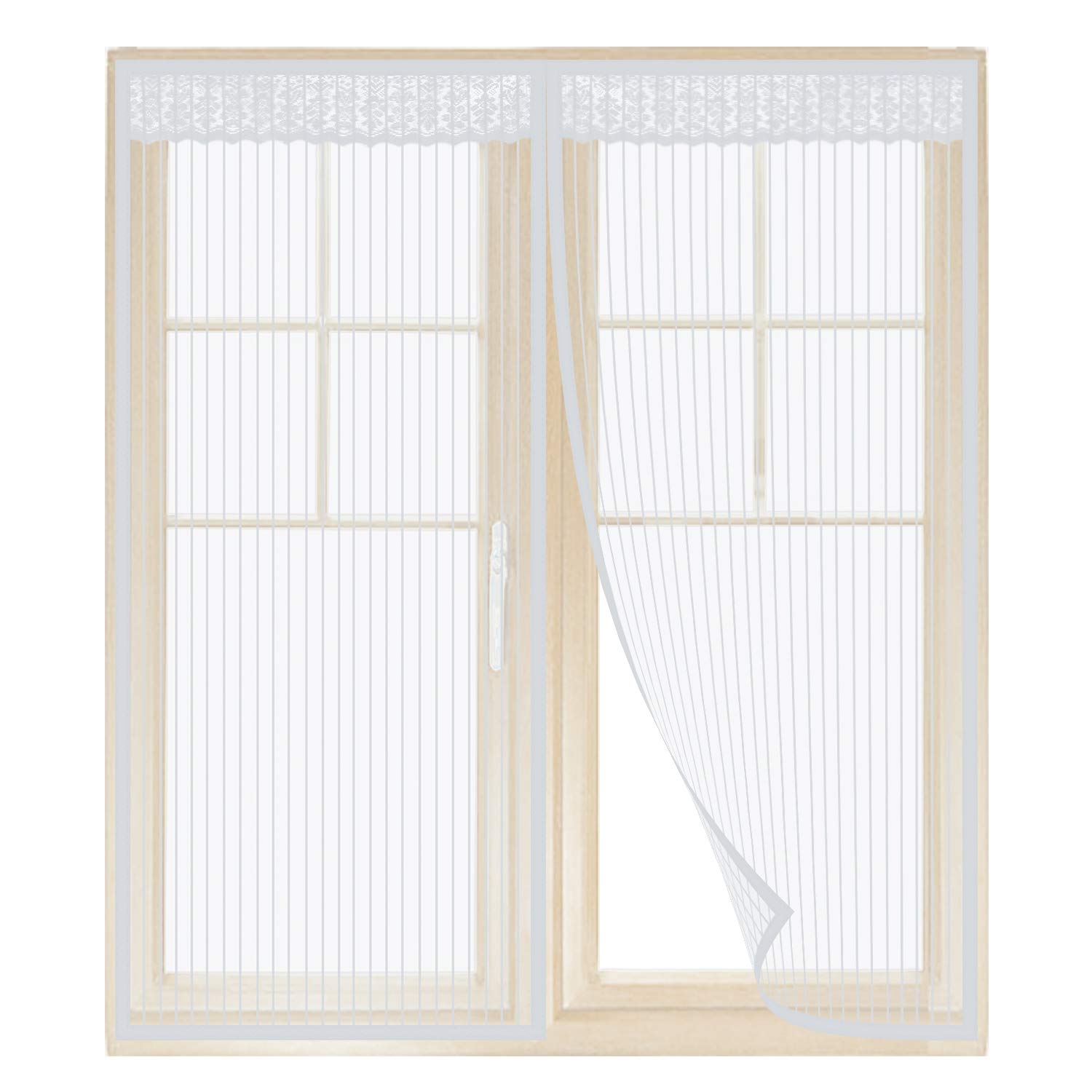 Anpro, Zanzariera magnetica per finestre (100 x 140 cm), efficace contro zanzare, mosche e insetti, con nastro autoadesivo (bianco)