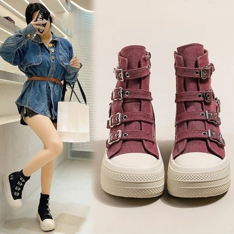 Scarpe da Donna Primavera Estate 2025 Nuove Casual Versatili con Plateau Alto e Suola Rialzata
