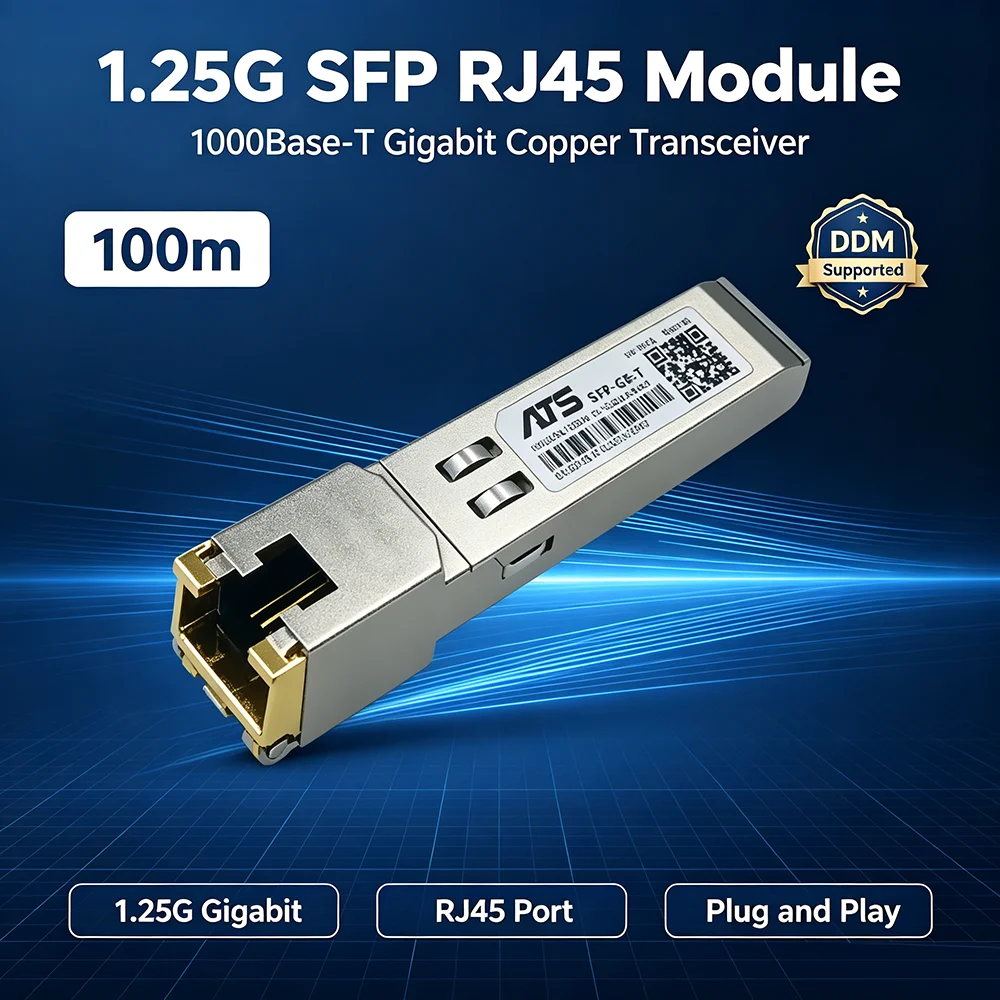 Modulo SFP 1.25G a RJ45 in rame, ricetrasmettitore SFP Gigabit 1000Base-T compatibile con DDM per switch e router Cisco Huawei H3C Mikrotik