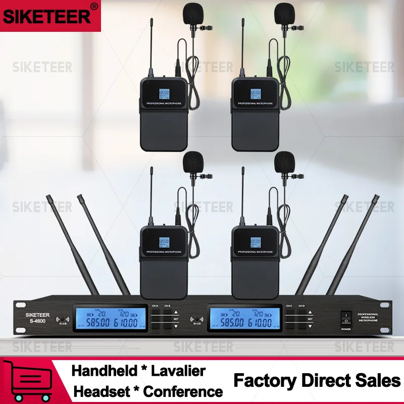 Microfono wireless UHF professionale Microfono lavalier portatile con guscio interamente in metallo adatto per microfono da palcoscenico per matrimoni
