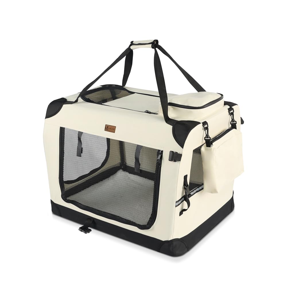 VOUNOT® Trasportino per Cani Gatti Borsa da Trasporto Cane con Materasso Morbido Striscia Riflettente, Box Scatola Pieghevole Viaggio per Animali Domestici, Portabile Traspirante,…